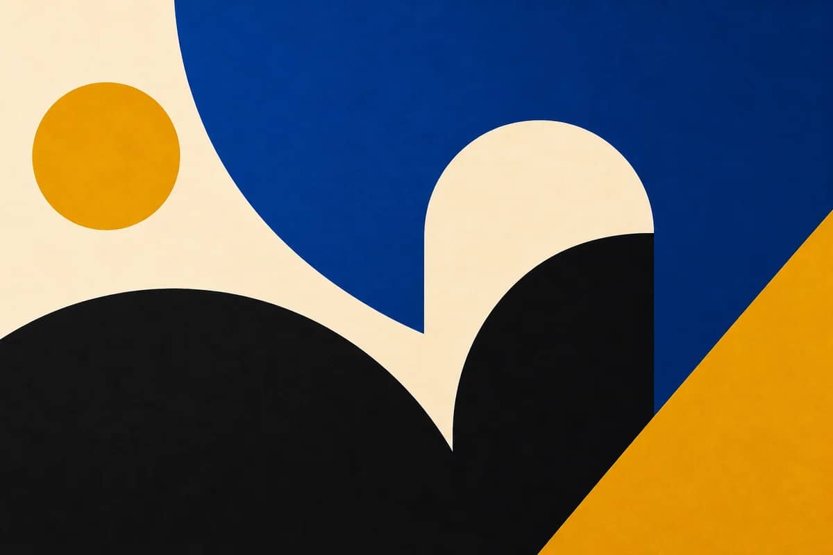 Bold abstract brand campaign artwork with large geometric shapes