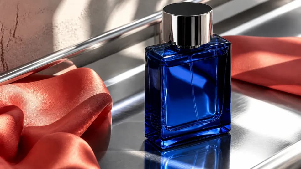 Cobalt perfume product visual for GPT Image 1.5