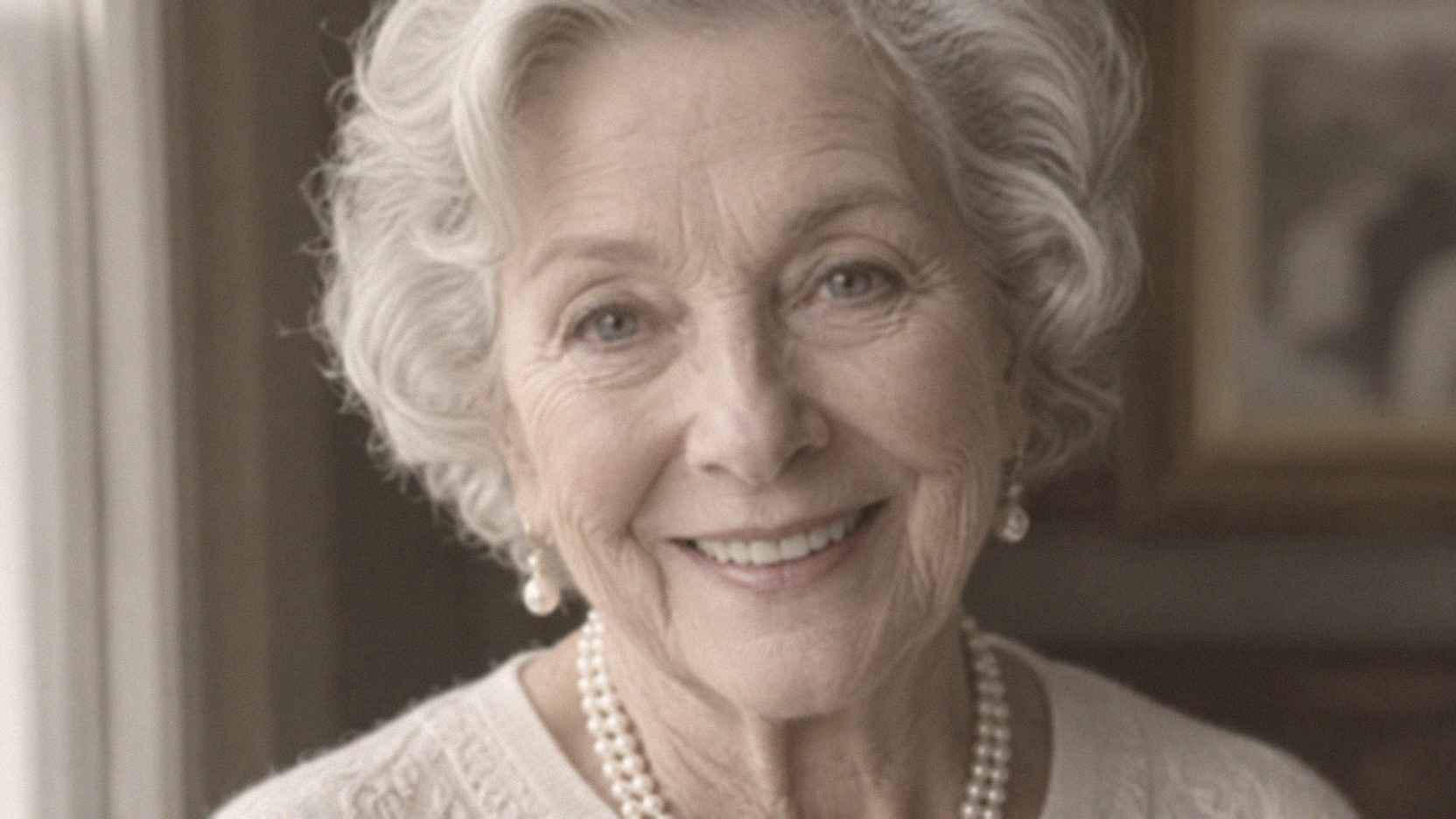 Faded, soft old portrait of an elderly woman before AI restoration